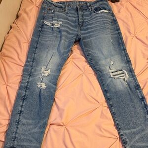 American Eagle Outfitters Light Blue Ripped Skinny Jeans